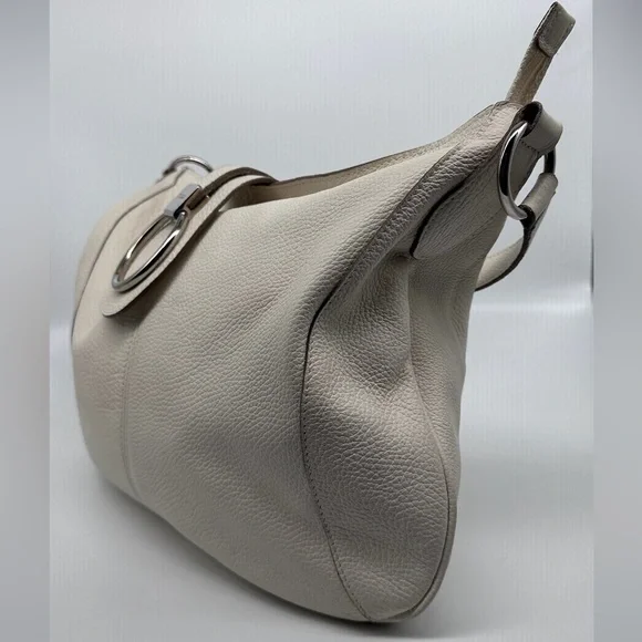 Furla Cream Pebbled Leather Ring Hobo Bag - Picture 3 of 9